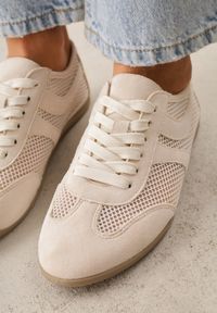 Born2be - Beżowe Sneakersy Typu Tenisówki z Siateczkowymi Wstawkami Corigoria. Okazja: na co dzień. Kolor: beżowy. Materiał: jeans #2