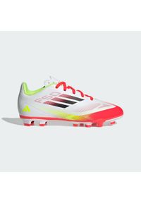 Adidas - Buty F50 Club FG/MG Kids. Kolor: czarny, biały, wielokolorowy, żółty. Materiał: materiał. Sport: piłka nożna