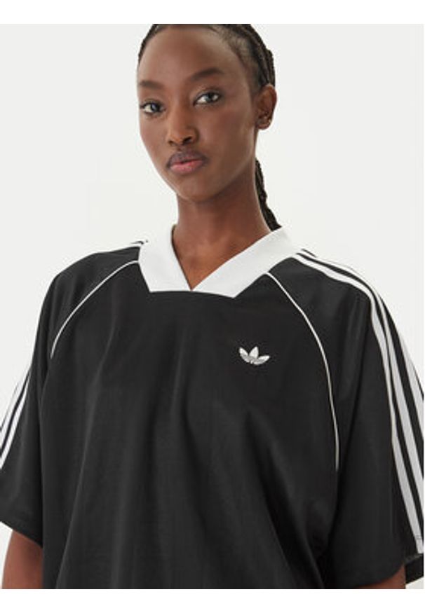 Adidas - adidas T-Shirt 3-Stripes Jaquard KD2904 Czarny Oversize. Kolor: czarny. Materiał: syntetyk