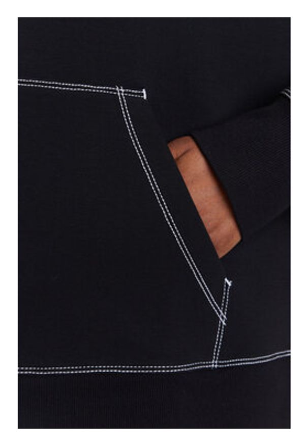 Karl Lagerfeld - KARL LAGERFELD Bluza A3W20011 Czarny Relaxed Fit. Typ kołnierza: dekolt w karo. Kolor: czarny. Materiał: bawełna