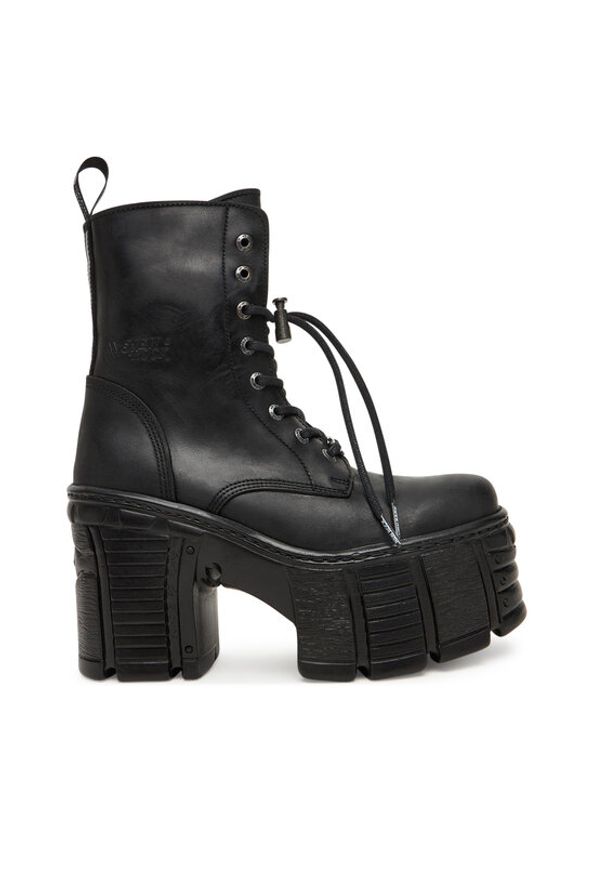 NEW ROCK Botki M-TM001-C2 Czarny. Kolor: czarny. Materiał: skóra. Styl: rockowy