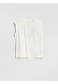 Reserved - T-shirt bez rękawów - złamana biel. Materiał: bawełna, dzianina. Długość rękawa: bez rękawów #1
