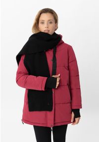 Volcano - Długi szal z wełną H-VELVET. Kolor: czarny. Materiał: wełna. Wzór: prążki. Sezon: zima. Styl: elegancki