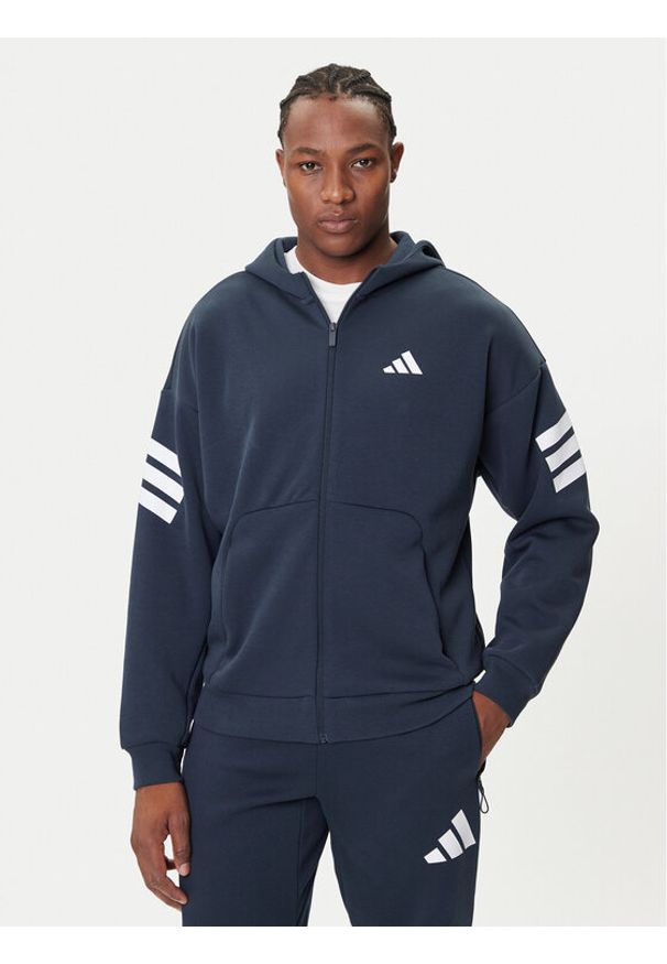 Adidas - adidas Bluza Future Icons 3-Stripes JW7107 Granatowy Regular Fit. Kolor: niebieski. Materiał: syntetyk, bawełna