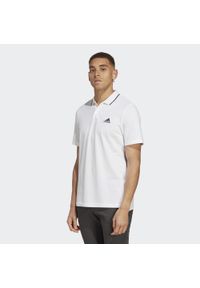 Adidas - Essentials Piqué Small Logo Polo Shirt. Typ kołnierza: polo. Kolor: biały. Styl: klasyczny