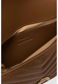 Pinko - PINKO Brązowa kopertówka damska Love One Mini DC. Kolor: brązowy. Styl: casual, elegancki, wizytowy #5