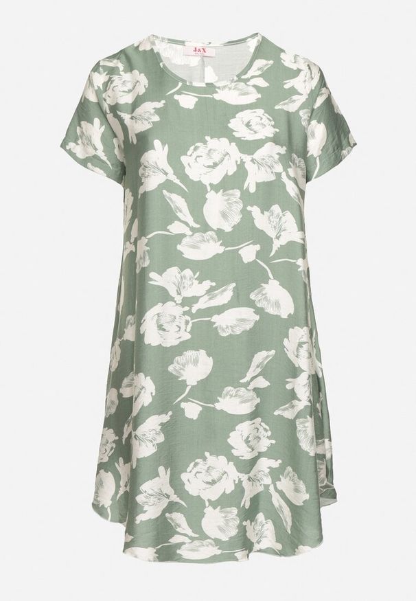 Born2be - Ciemnozielona Pudełkowa Wiskozowa Sukienka ze Wzorem Kwiatów Aranessa. Okazja: na co dzień. Kolor: zielony. Materiał: wiskoza. Wzór: kwiaty. Typ sukienki: proste. Styl: casual, elegancki, boho, klasyczny