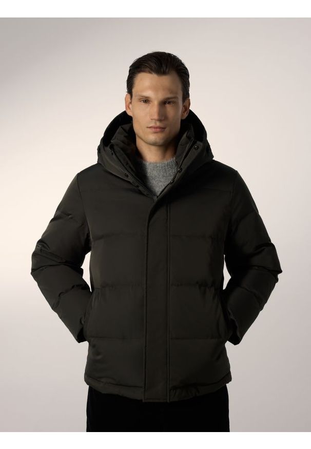 Reserved - Puchowa kurtka z dodatkiem Sorony - zielony. Kolor: zielony. Materiał: puch