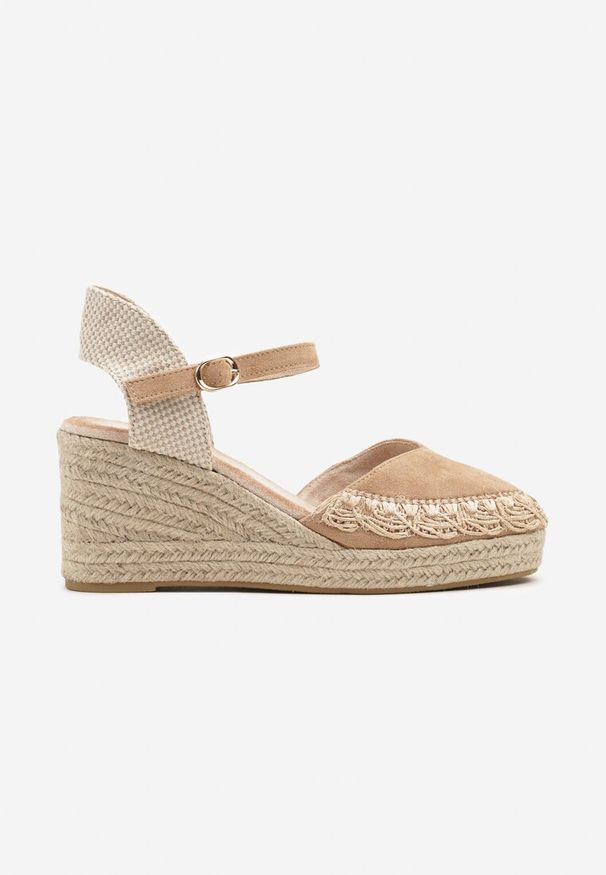 Born2be - Brązowe Sandały w Stylu Espadryli na Koturnie Nanaris. Kolor: brązowy. Sezon: lato. Obcas: na koturnie