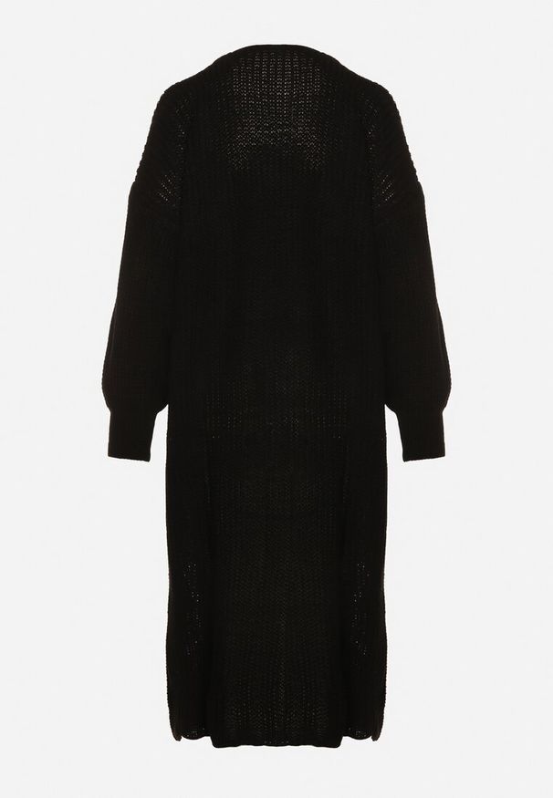 Born2be - Czarny Długi Kardigan o Luźnym Kroju Mostiura. Kolor: czarny. Długość: długie