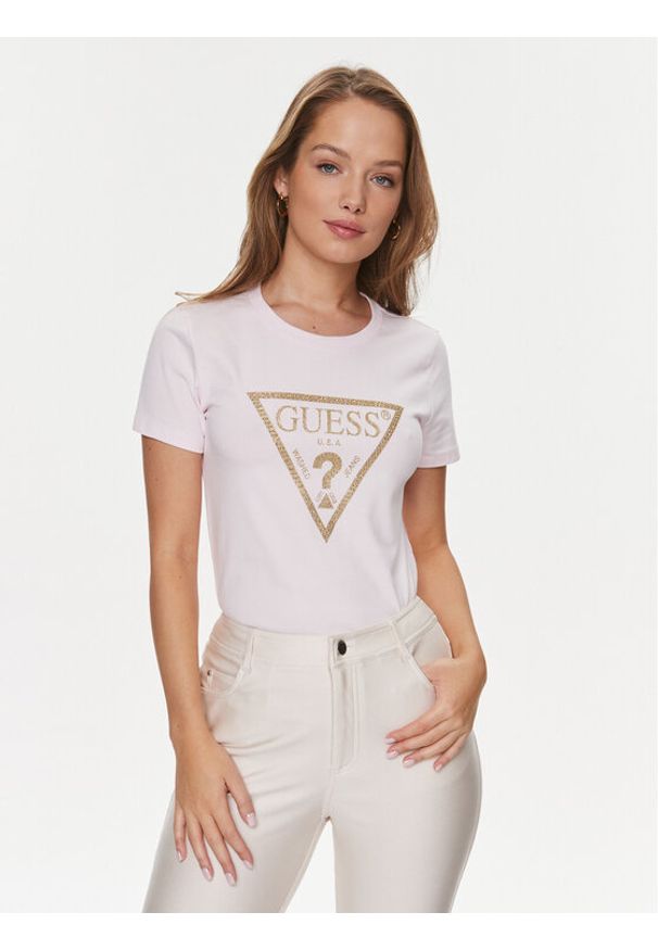 Guess T-Shirt W4RI69 J1314 Różowy Regular Fit. Kolor: różowy. Materiał: bawełna