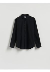 Reserved - Bawełniana koszula super slim fit - czarny. Kolor: czarny. Materiał: bawełna