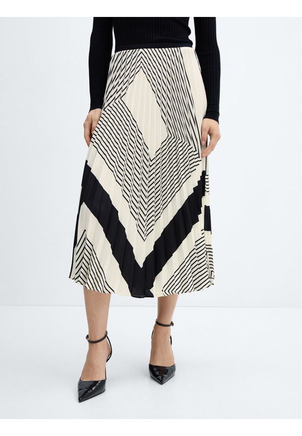 mango - Spódnica plisowana Mango. Materiał: syntetyk. Wzór: kolorowy