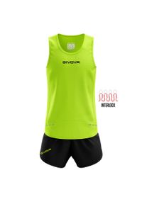 Zestaw do Biegania Givova New York Fluo Żółto-Czarny Rozmiar M. Kolor: czarny, żółty, wielokolorowy. Materiał: dresówka