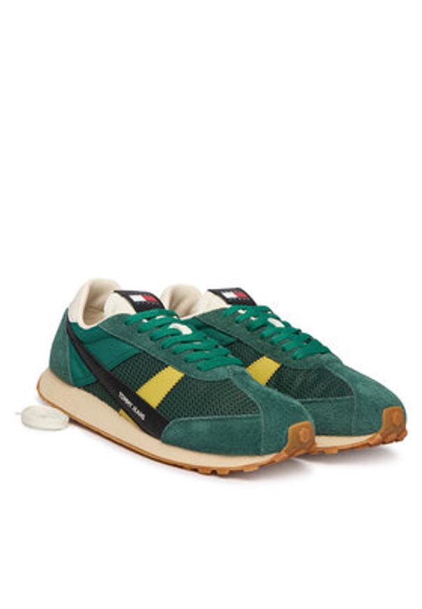 Tommy Jeans Sneakersy Retro Runner Archive Open Mesh EM0EM01715 Zielony. Kolor: zielony. Materiał: zamsz, skóra