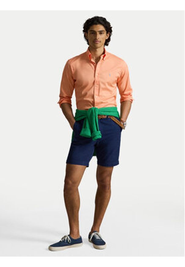 Polo Ralph Lauren Koszula 710B20512010 Pomarańczowy jasny Custom Fit. Typ kołnierza: polo. Kolor: pomarańczowy. Materiał: bawełna