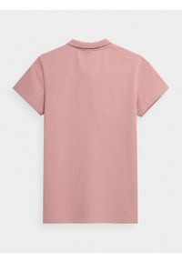 4f - Koszulka polo regular damska. Typ kołnierza: polo. Kolor: różowy. Materiał: materiał, bawełna #2