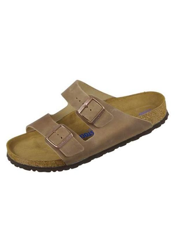 Klapki męskie Birkenstock Arizona Tabacco. Kolor: brązowy. Materiał: skóra. Styl: sportowy