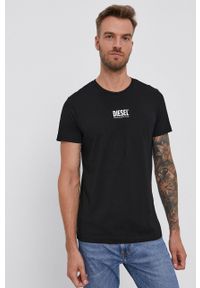 Diesel T-shirt bawełniany kolor czarny z nadrukiem. Okazja: na co dzień. Kolor: czarny. Materiał: bawełna. Wzór: nadruk. Styl: casual