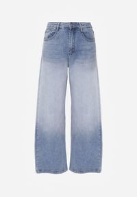 Renee - Niebieskie Jeansy Szerokie z Wytarciami High Waist Calale. Stan: podwyższony. Kolor: niebieski #6