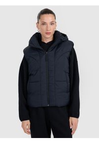 4f - 4F Bezrękawnik puchowy z wypełnieniem syntetycznym damski - czarne XS. Okazja: na co dzień. Typ kołnierza: kołnierzyk stójkowy. Kolor: czarny. Materiał: syntetyk, puch. Długość rękawa: bez rękawów. Styl: casual #1