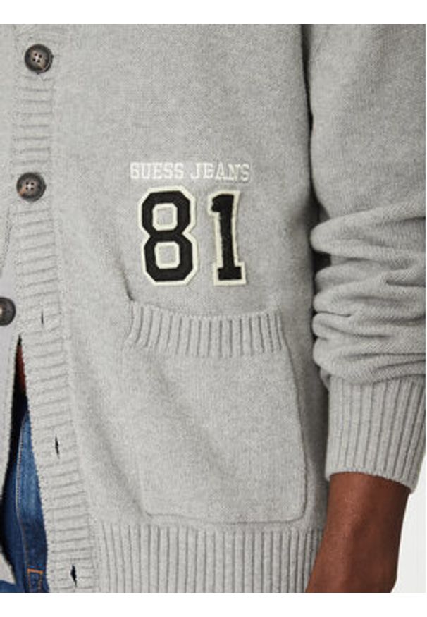 Guess Jeans Kardigan M5RR31 Z3HM1 Szary Regular Fit. Kolor: szary. Materiał: bawełna