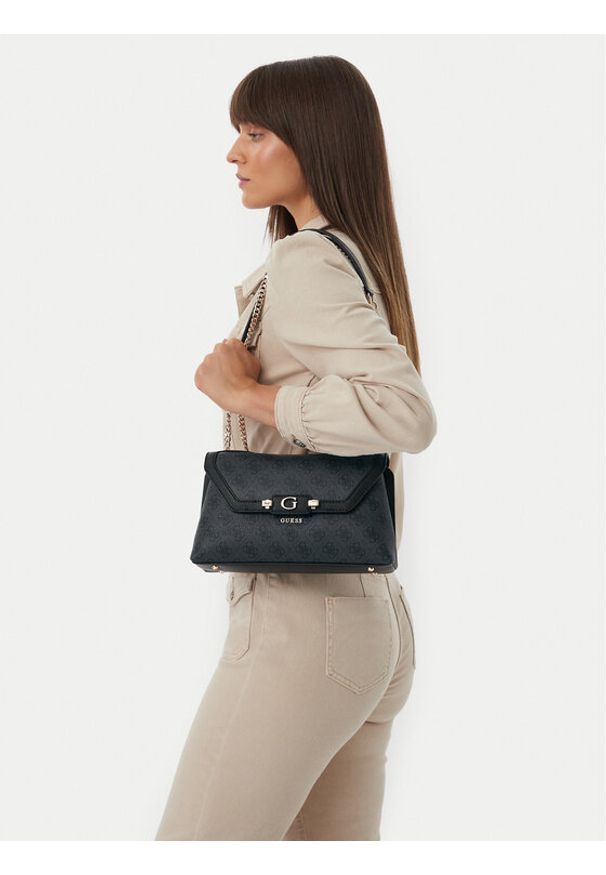 Guess Torebka Lindsey HWSG97 49210 Czarny. Kolor: czarny. Materiał: skórzane