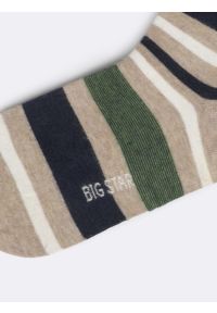 Big-Star - Skarpety bawełniane męskie w kolorowe paski beżowe Ismaelo 801. Kolor: beżowy. Materiał: bawełna. Wzór: kolorowy, paski #2