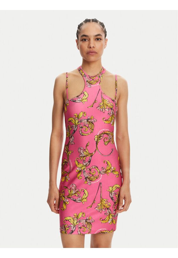 Versace Jeans Couture Sukienka koktajlowa 78HAO914 Różowy Slim Fit. Kolor: różowy. Materiał: syntetyk. Styl: wizytowy
