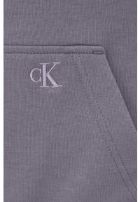 Calvin Klein Jeans Bluza J30J319701.PPYY męska kolor szary z kapturem gładka. Okazja: na co dzień. Typ kołnierza: kaptur. Kolor: szary. Materiał: dzianina. Wzór: gładki. Styl: casual #3