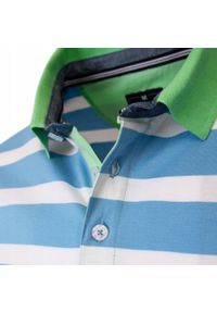 Męska Koszulka Polo - Pako Jeans - Biało-Niebieska w Paski. Okazja: na co dzień. Typ kołnierza: polo. Kolor: niebieski. Materiał: bawełna. Wzór: prążki, paski. Styl: casual #5