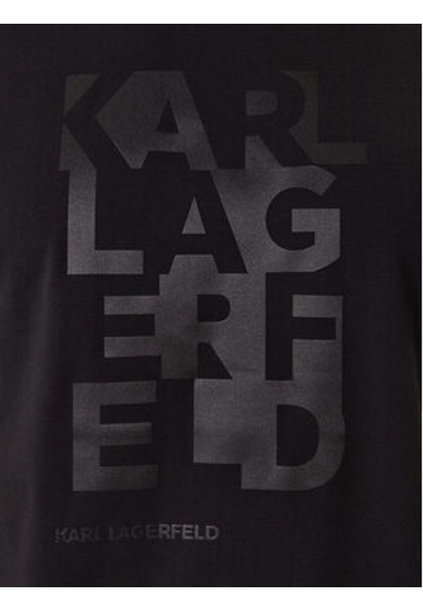 Karl Lagerfeld - KARL LAGERFELD T-Shirt 755053 561221 Czarny Regular Fit. Typ kołnierza: dekolt w karo. Kolor: czarny. Materiał: bawełna