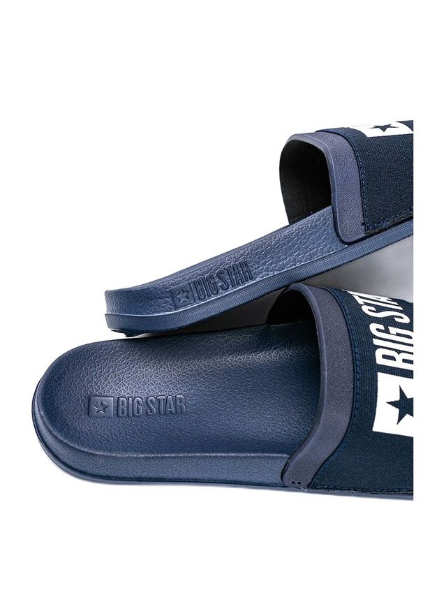 Big-Star - Granatowe klapki damskie Big Star Lils. Okazja: na co dzień. Kolor: niebieski. Materiał: tworzywo sztuczne, materiał. Wzór: aplikacja. Sezon: lato. Styl: casual