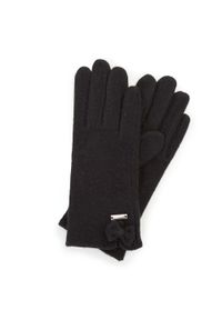 Wittchen - Damskie rękawiczki wełniane z kokardką. Kolor: czarny. Materiał: wełna. Wzór: aplikacja. Sezon: zima #1
