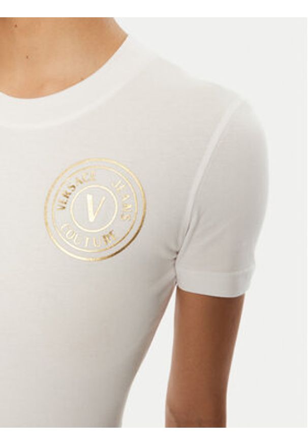 Versace Jeans Couture T-Shirt 78HAHT00 Biały Regular Fit. Kolor: biały. Materiał: bawełna