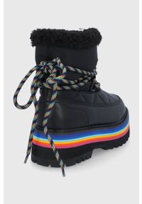 Kurt Geiger London Śniegowce Toronto Rainbow kolor czarny. Nosek buta: okrągły. Zapięcie: sznurówki. Kolor: czarny. Materiał: guma. Obcas: na obcasie. Wysokość obcasa: średni #3