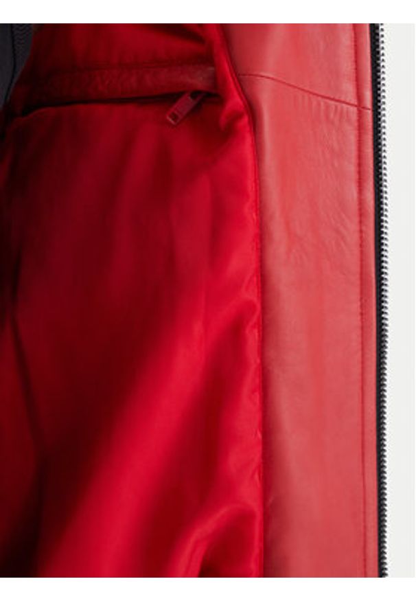 Hugo - HUGO Kurtka skórzana Lude 50553111 Czarny Regular Fit. Kolor: czarny. Materiał: skóra