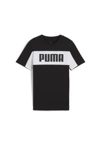 Puma - Młodzieżowa koszulka Essentials Block PUMA Black. Kolor: czarny. Wzór: haft. Sport: joga i pilates