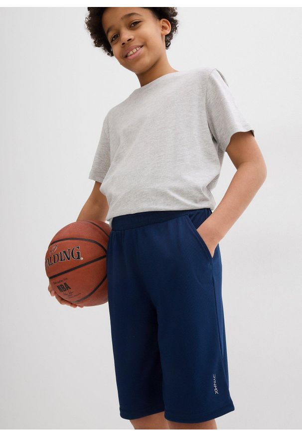 bonprix - Szorty sportowe Regular Fit. Kolor: niebieski. Wzór: nadruk. Styl: sportowy