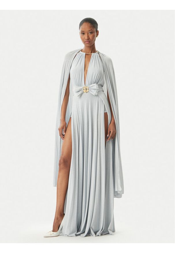 Elisabetta Franchi Sukienka wieczorowa AB-R13-51E2-V860 Srebrny Regular Fit. Kolor: srebrny. Materiał: wiskoza. Styl: wizytowy