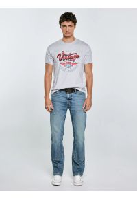 Big-Star - Koszulka męska z nadrukiem szara Merret 901. Okazja: na co dzień. Kolor: szary. Materiał: dzianina, skóra, bawełna, jeans. Wzór: nadruk. Sezon: lato. Styl: klasyczny, vintage, casual #4