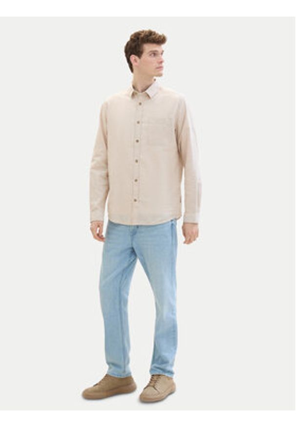 Tom Tailor Koszula 1040141 Beżowy Regular Fit. Kolor: beżowy. Materiał: bawełna