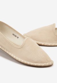 Renee - Beżowe Espadryle Balerinki z Przeszyciami Firalissea. Okazja: na co dzień. Kolor: beżowy. Sezon: lato. Obcas: na obcasie. Styl: klasyczny, elegancki, casual. Wysokość obcasa: niski