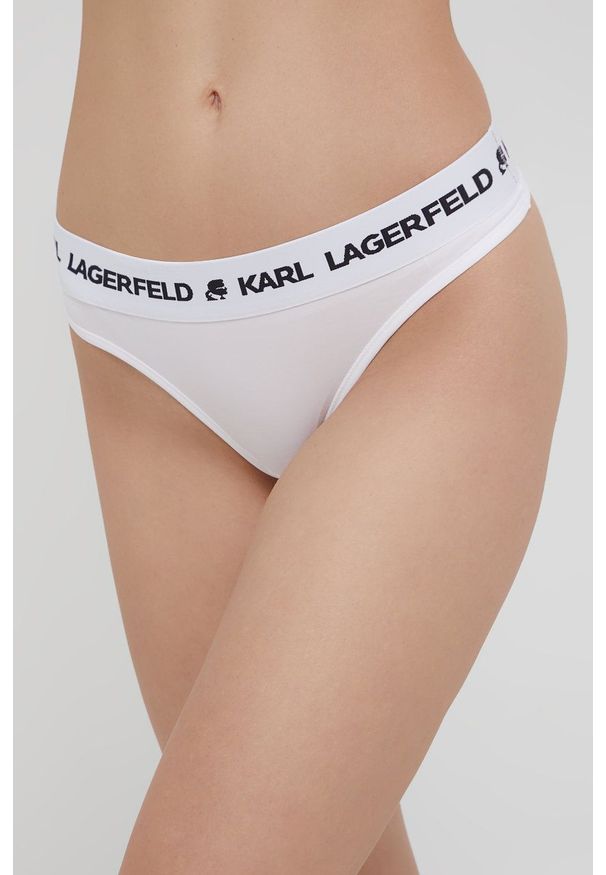 Karl Lagerfeld stringi (2-pack) kolor biały. Kolor: biały. Materiał: materiał