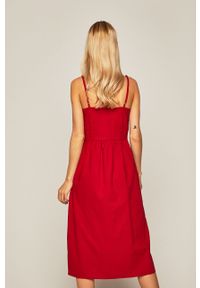 medicine - Medicine - Sukienka Tapestry Stripes. Kolor: czerwony. Materiał: bawełna, wiskoza, lyocell, tkanina, len. Długość rękawa: na ramiączkach. Wzór: gładki. Typ sukienki: rozkloszowane. Długość: midi #4
