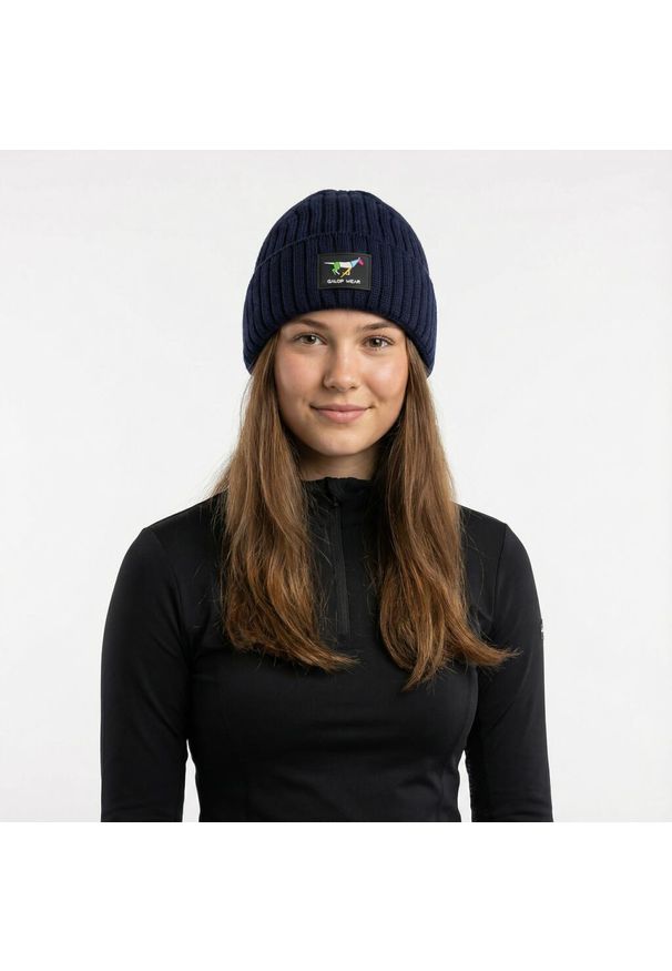 Zimowa czapka jeździecka GALOP WEAR 100% wełna merino. Kolor: niebieski. Materiał: wełna. Sezon: zima. Styl: klasyczny, casual, sportowy