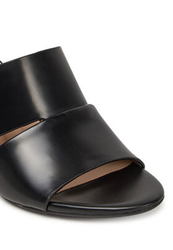 Calvin Klein Klapki Heel Mule 70 - Lth 2 Straps HW0HW02460 Czarny. Kolor: czarny. Materiał: skóra