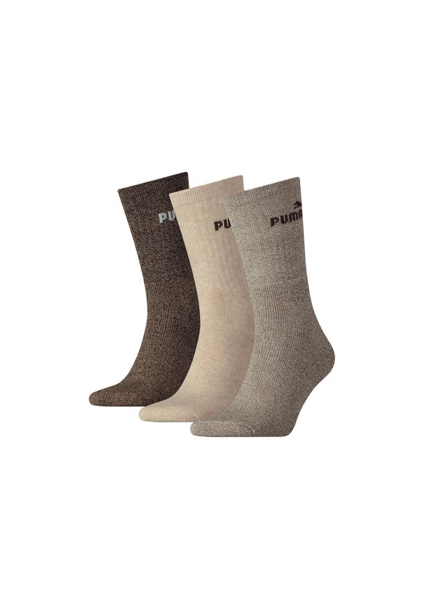 Skarpety Puma Crew Sock 3 szt. Brązowe 35-38. Kolor: beżowy, zielony, wielokolorowy, brązowy. Materiał: elastan, bawełna, poliamid, poliester. Sport: fitness