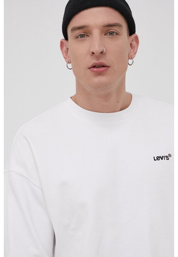 Levi's® - Levi's Bluza bawełniana męska kolor biały z aplikacją. Okazja: na spotkanie biznesowe. Kolor: biały. Materiał: bawełna. Wzór: aplikacja. Styl: biznesowy