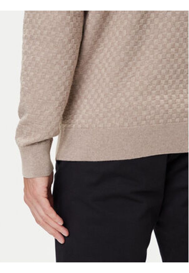 GANT - Gant Sweter 8030261 Beżowy Regular Fit. Kolor: beżowy. Materiał: bawełna
